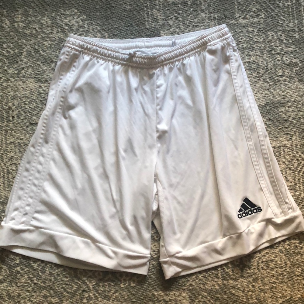 White Adidas athletic shorts